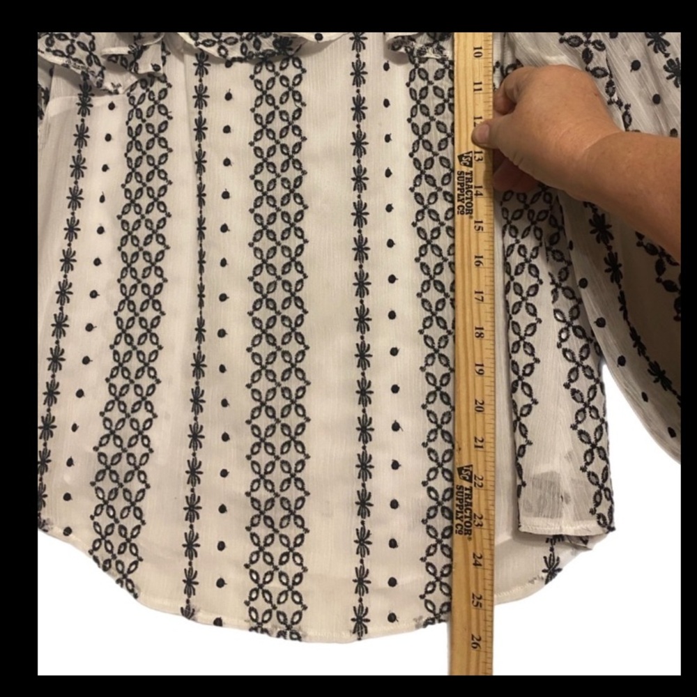Cato Cotton Cottage Blouse Ruffle Tie Neck Long Sleeve Size L - Picture 10 of 10